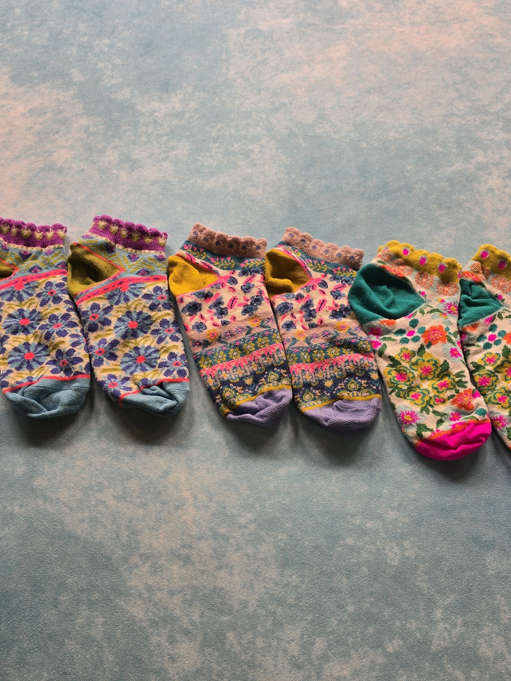 Natural Life Women’s Ankle Socks 3-Pack – Floral Boho Colorful – One Size 5–11